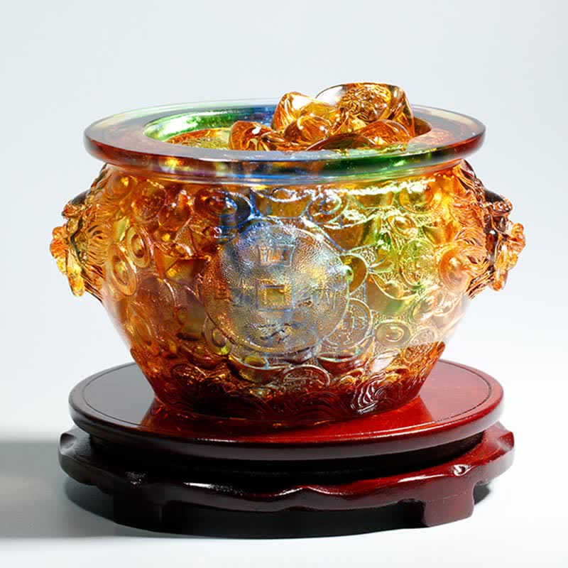 Bol en cristal Liuli fait main pour décoration d'intérieur zen