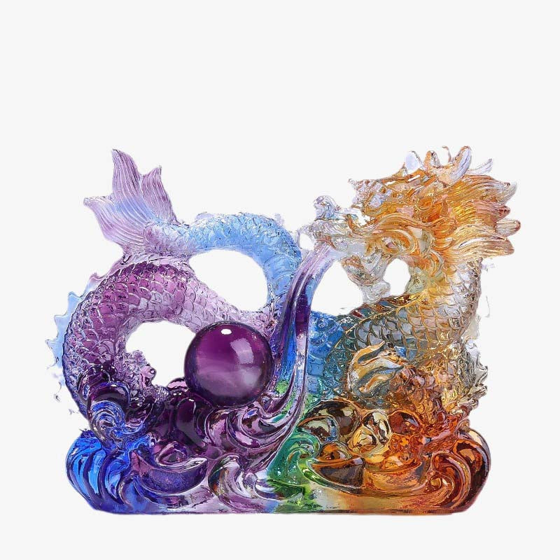 Pièce d'art en cristal de dragon Liuli faite à la main pour la protection