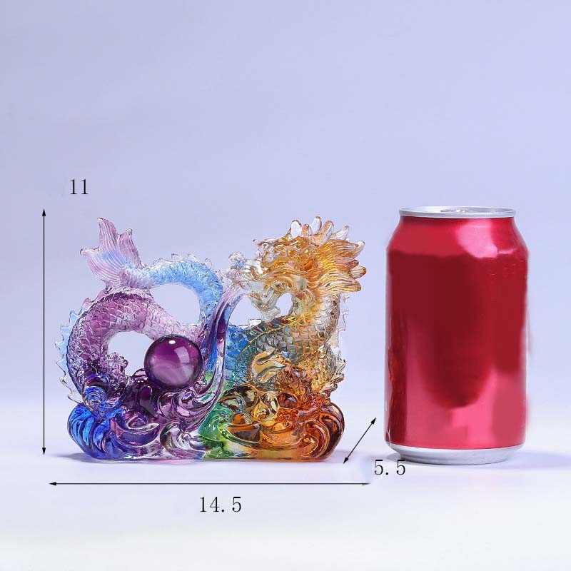 Pièce d'art en cristal de dragon Liuli faite à la main pour la protection