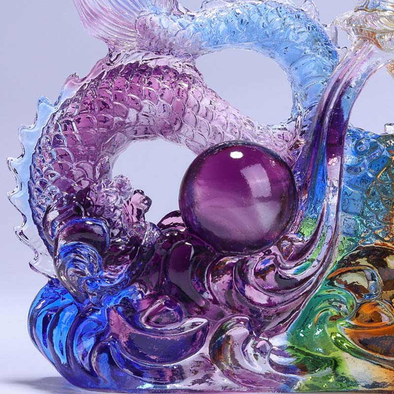 Pièce d'art en cristal de dragon Liuli faite à la main pour la protection
