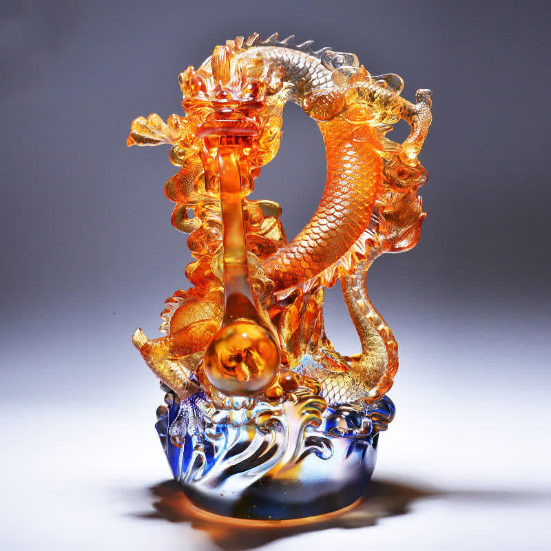 Art en cristal de dragon Liuli Feng Shui fait à la main pour le succès