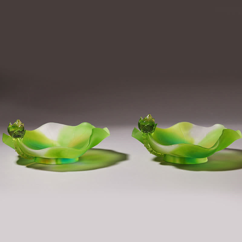 Pièce d'art en cristal de lotus Liuli Feng Shui faite à la main