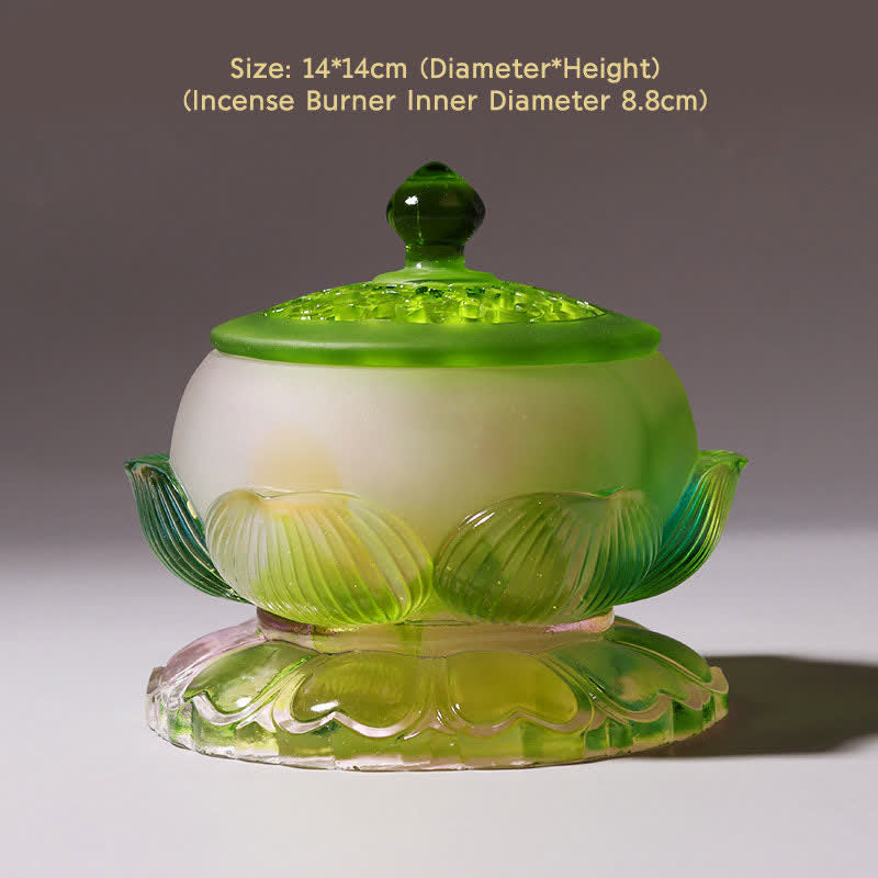 Pièce d'art en cristal de lotus Liuli Feng Shui faite à la main