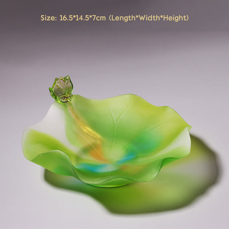 Pièce d'art en cristal de lotus Liuli Feng Shui faite à la main