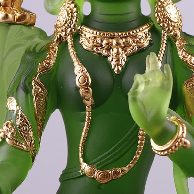 Statue de Bouddha Tara verte Liuli faite à la main | Décoration de protection