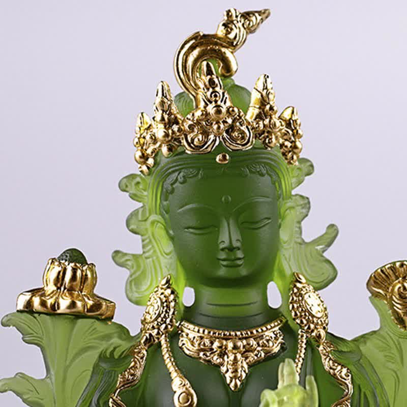 Statue de Bouddha Tara verte Liuli faite à la main | Décoration de protection
