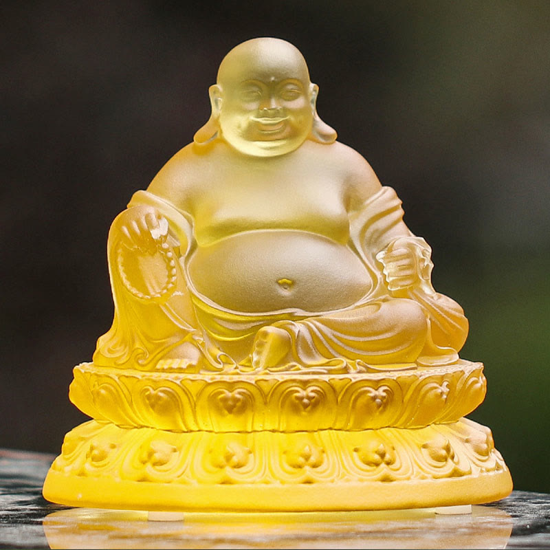 Statue de Bouddha rieur Liuli faite à la main pour la richesse et la chance
