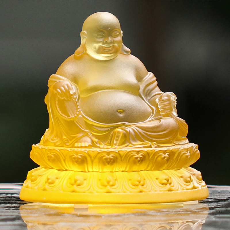 Statue de Bouddha rieur Liuli faite à la main pour la richesse et la chance