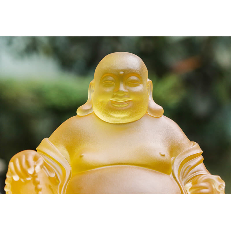 Statue de Bouddha rieur Liuli faite à la main pour la richesse et la chance