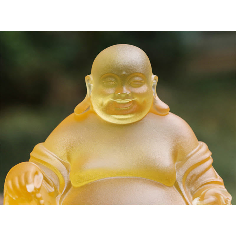 Statue de Bouddha rieur Liuli faite à la main pour la richesse et la chance