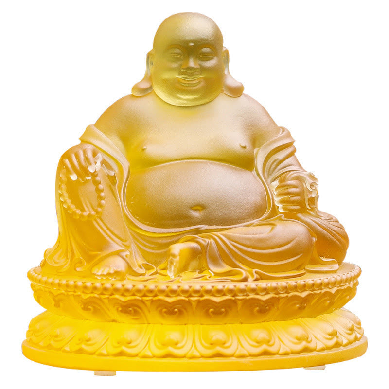 Statue de Bouddha rieur Liuli faite à la main pour la richesse et la chance
