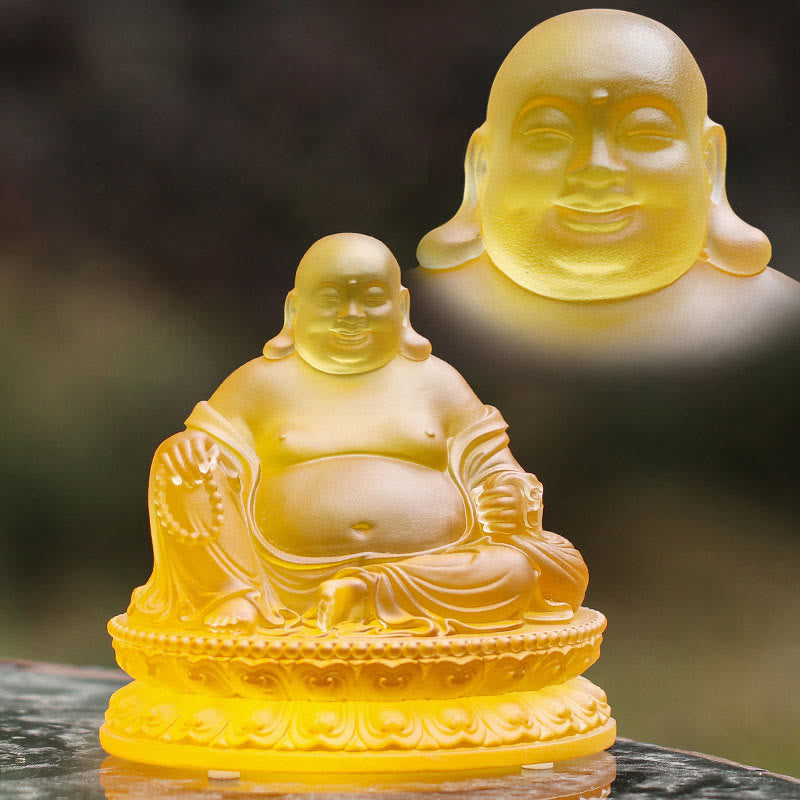Statue de Bouddha rieur Liuli faite à la main pour la richesse et la chance