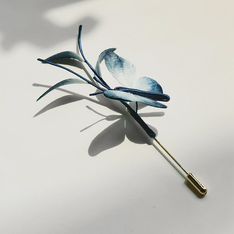 Épingle à cheveux en velours de soie de mûrier faite à la main avec fleur et papillon