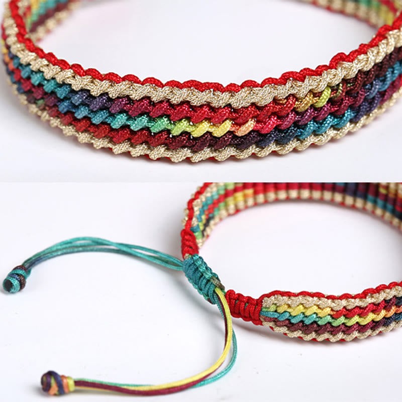 Bracelet en fil rouge multicolore fait main pour la protection et la chance