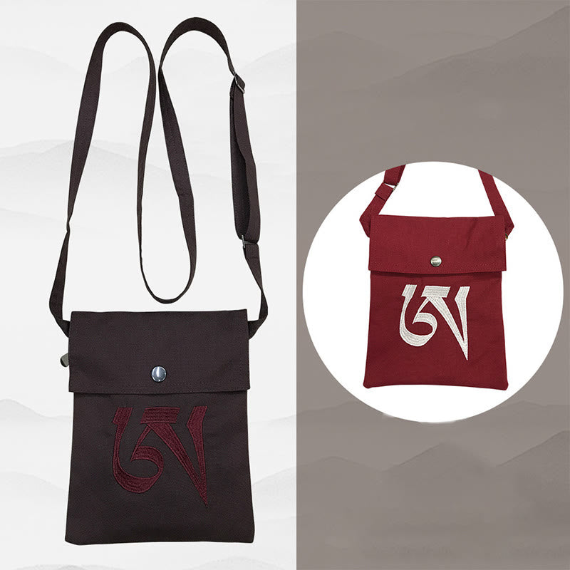 Sac crossbody de yoga en coton OM Mantra fait à la main