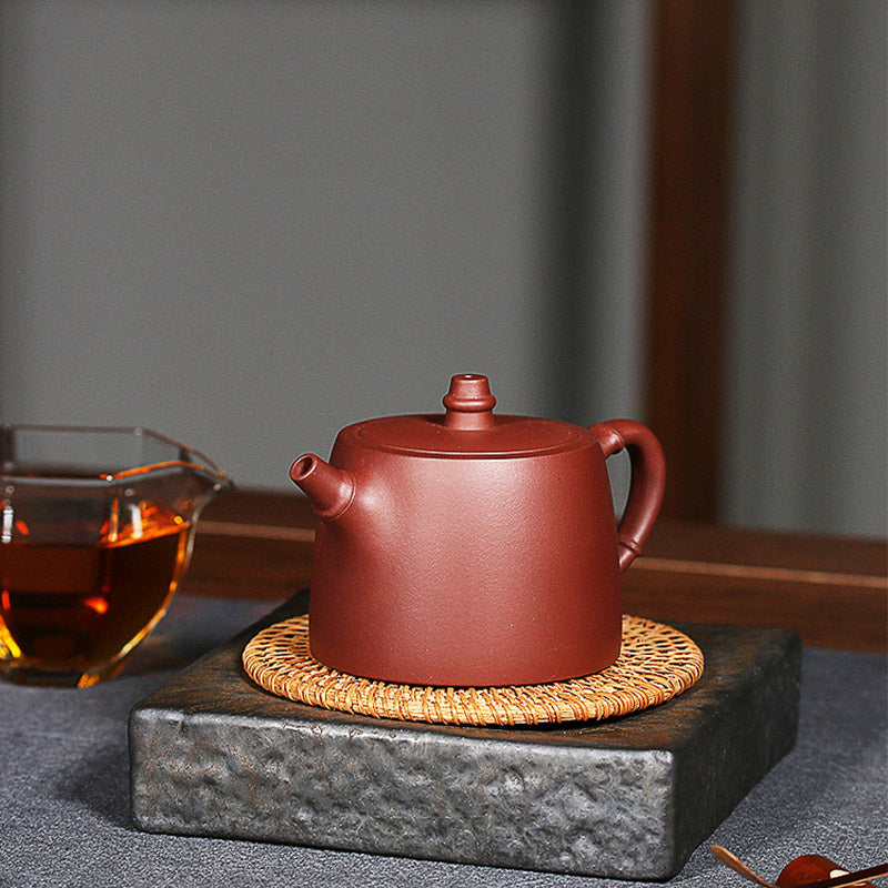 Théière Kung Fu en bambou et argile violette faite à la main 260 ml