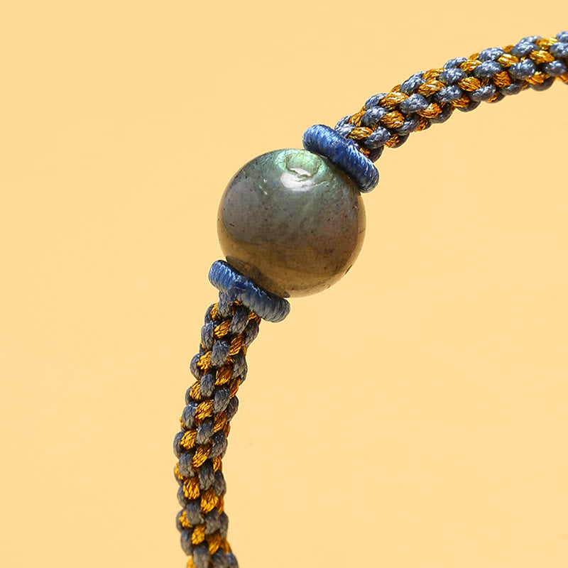 Bracelet tressé fait main en agate rouge et améthyste calme