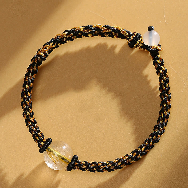 Bracelet tressé fait main en agate rouge et améthyste calme