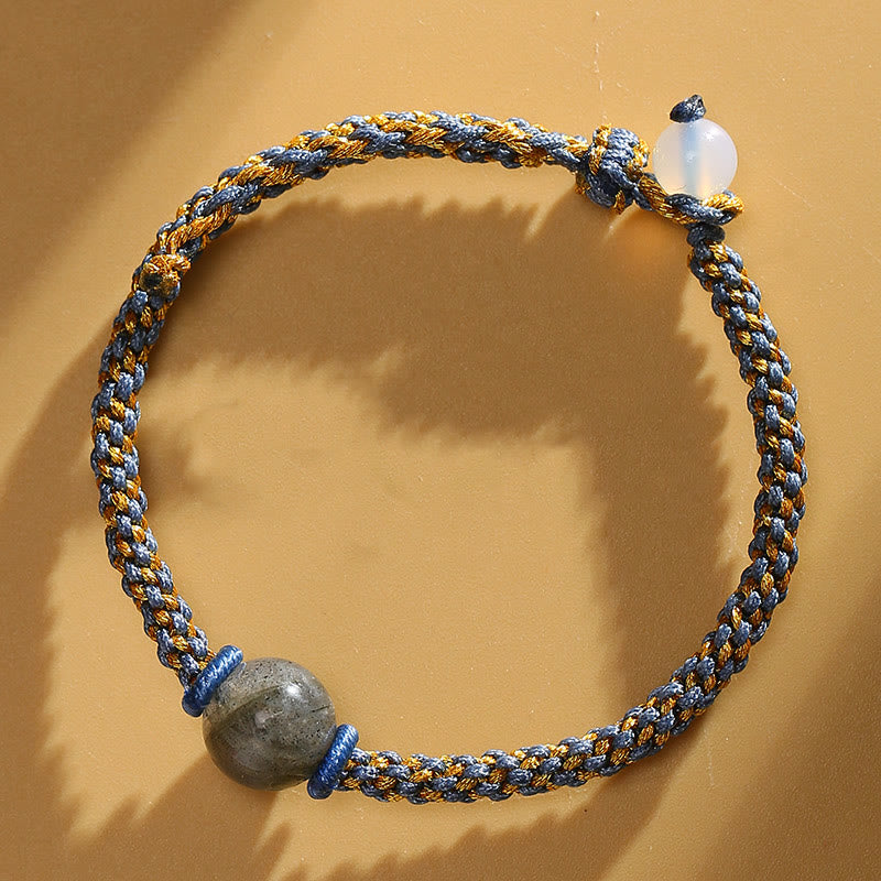 Bracelet tressé fait main en agate rouge et améthyste calme