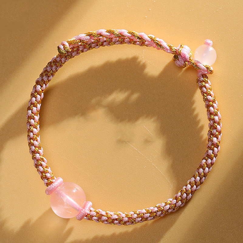 Bracelet tressé fait main en agate rouge et améthyste calme