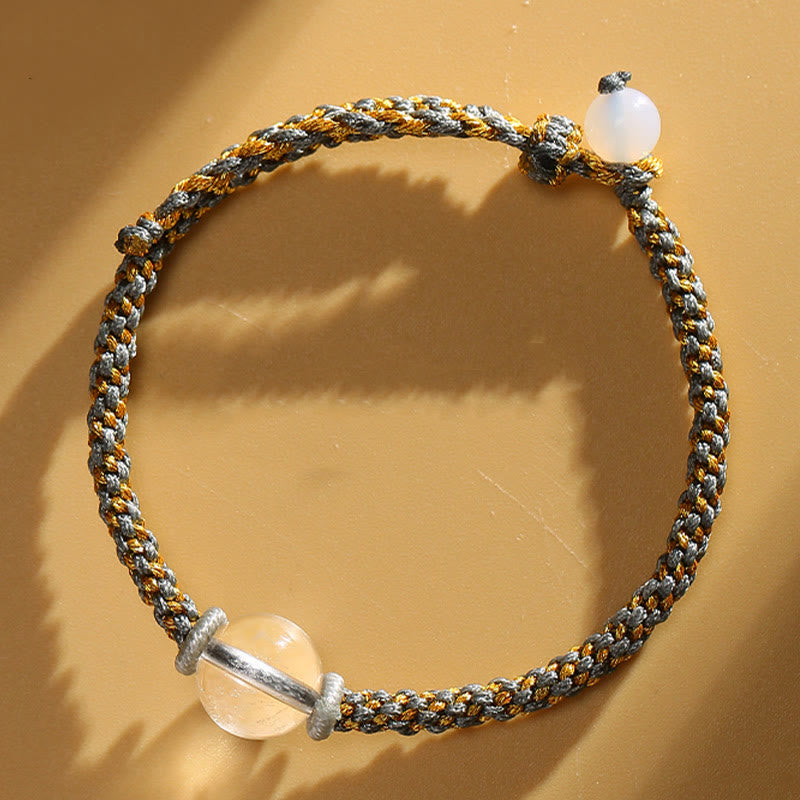 Bracelet tressé fait main en agate rouge et améthyste calme