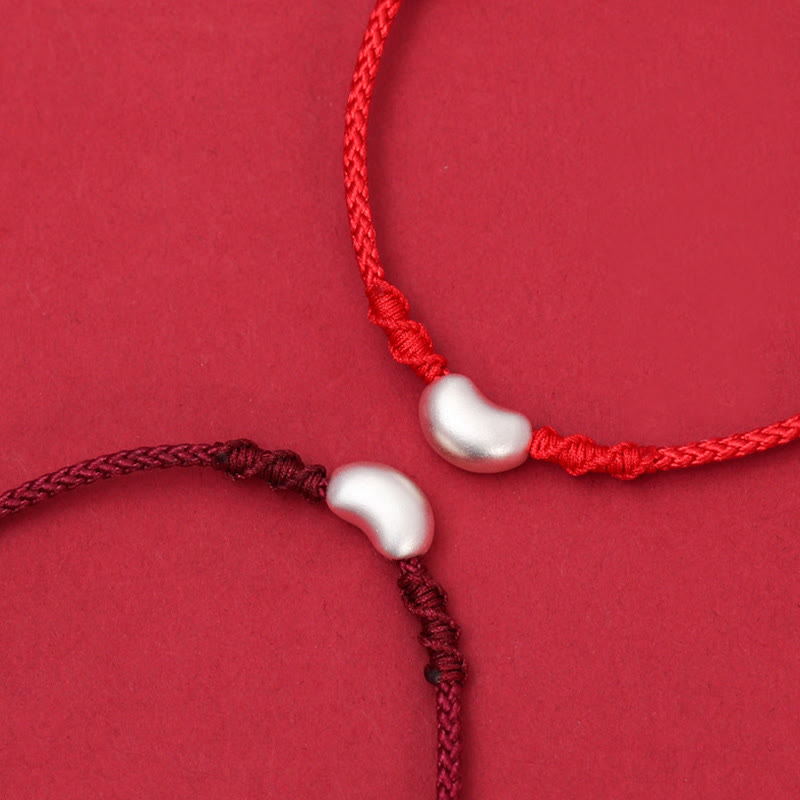 Bracelet en fil rouge fait main en argent sterling 999, symbole de chance