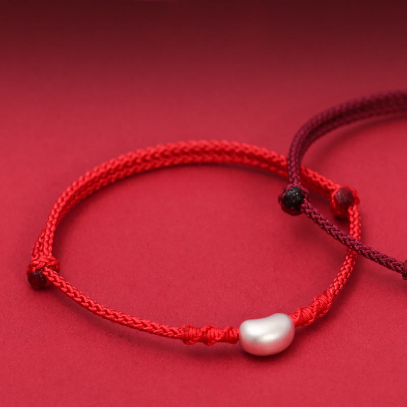 Bracelet en fil rouge fait main en argent sterling 999, symbole de chance