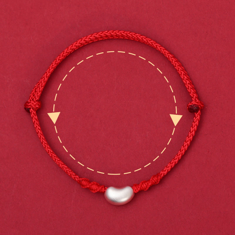 Bracelet en fil rouge fait main en argent sterling 999, symbole de chance