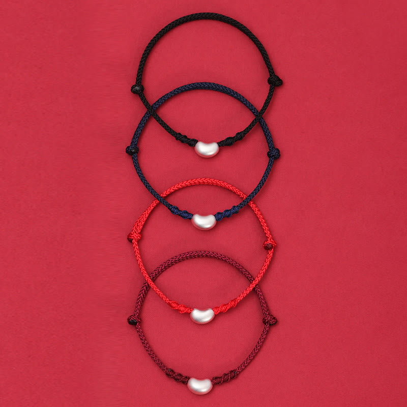 Bracelet en fil rouge fait main en argent sterling 999, symbole de chance