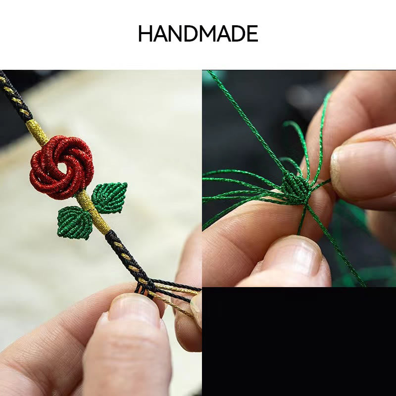 Bracelet en fil rouge fait main avec un nœud de paix à huit fils pour la chance