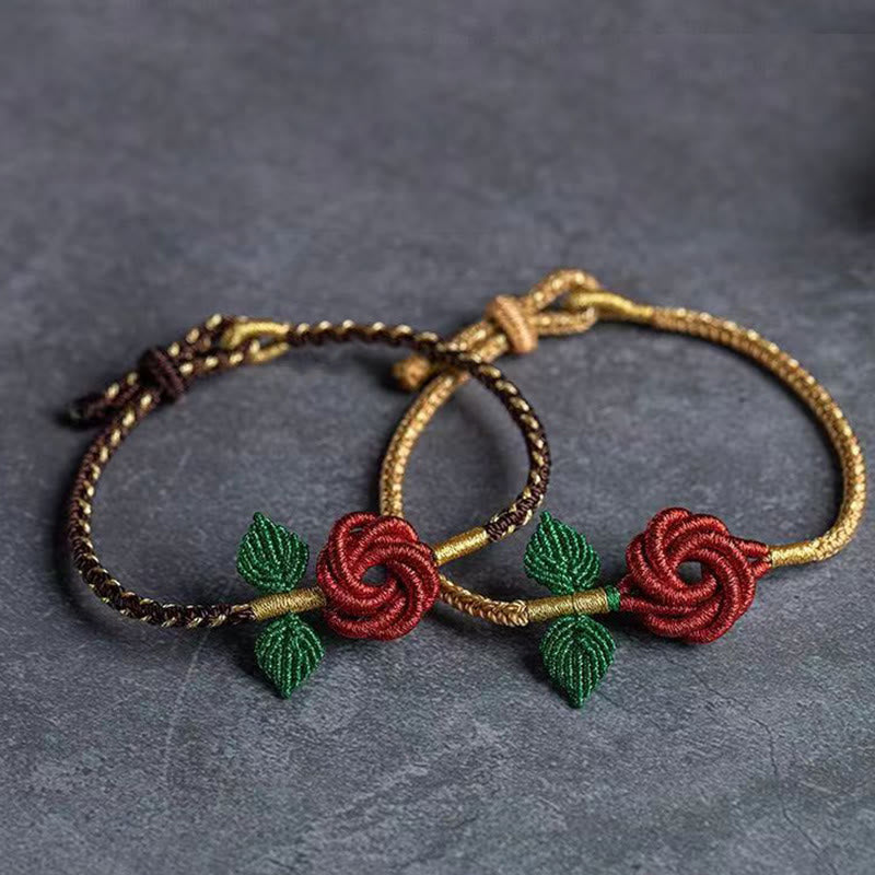 Bracelet en fil rouge fait main avec un nœud de paix à huit fils pour la chance