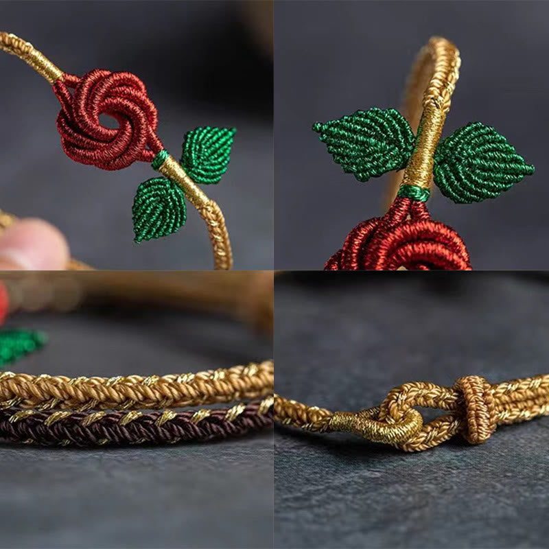 Bracelet en fil rouge fait main avec un nœud de paix à huit fils pour la chance