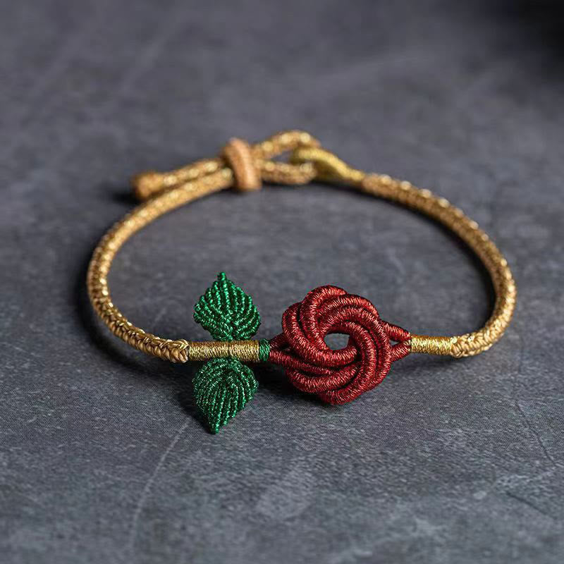 Bracelet en fil rouge fait main avec un nœud de paix à huit fils pour la chance