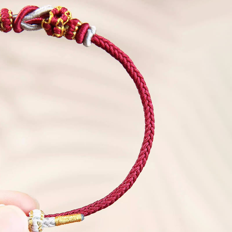 Bracelet en fil rouge fait main, protection du nœud de paix à huit fils