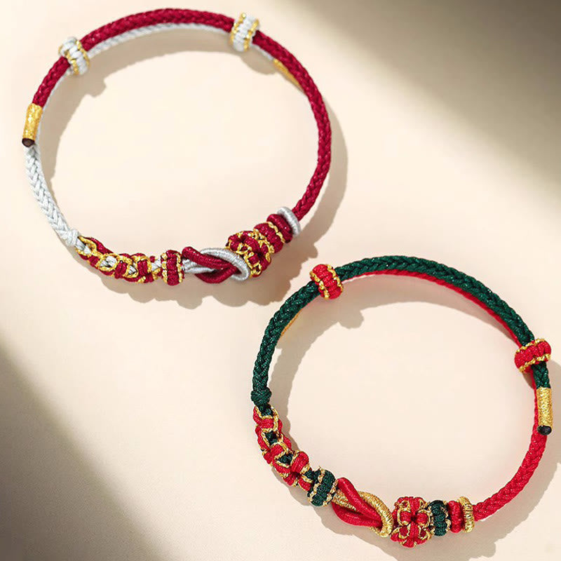 Bracelet en fil rouge fait main, protection du nœud de paix à huit fils