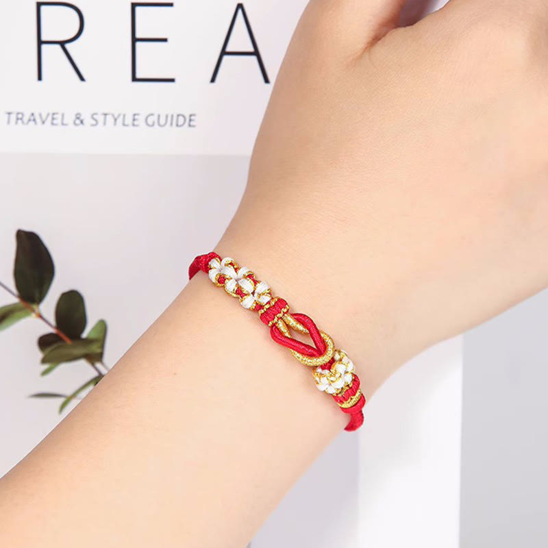 Bracelet en fil rouge fait main, protection du nœud de paix à huit fils