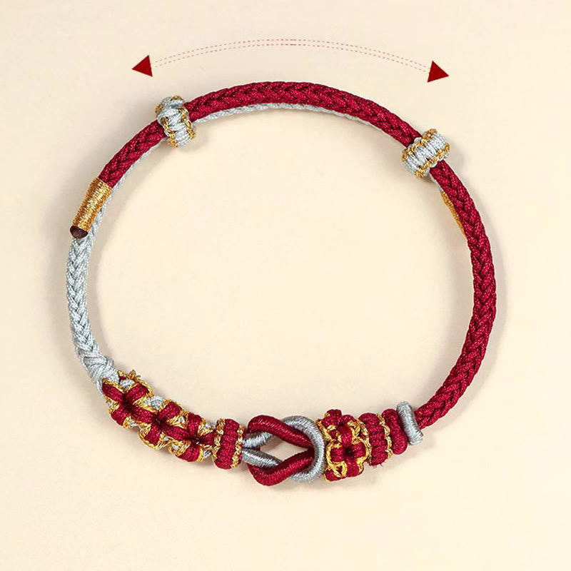 Bracelet en fil rouge fait main, protection du nœud de paix à huit fils