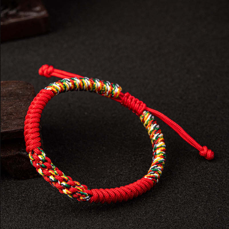 Bracelet en fil rouge fait main pour la protection et la chance, style tibétain