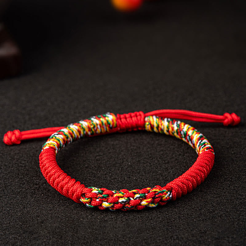Bracelet en fil rouge fait main pour la protection et la chance, style tibétain