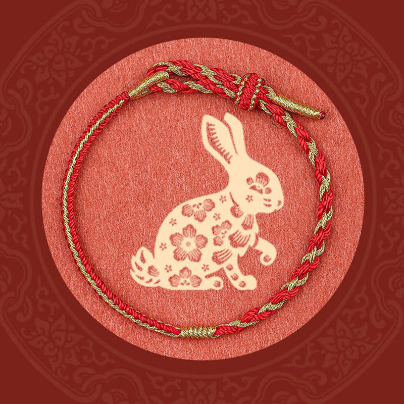 Bracelet de protection du zodiaque chinois en fil rouge fait main