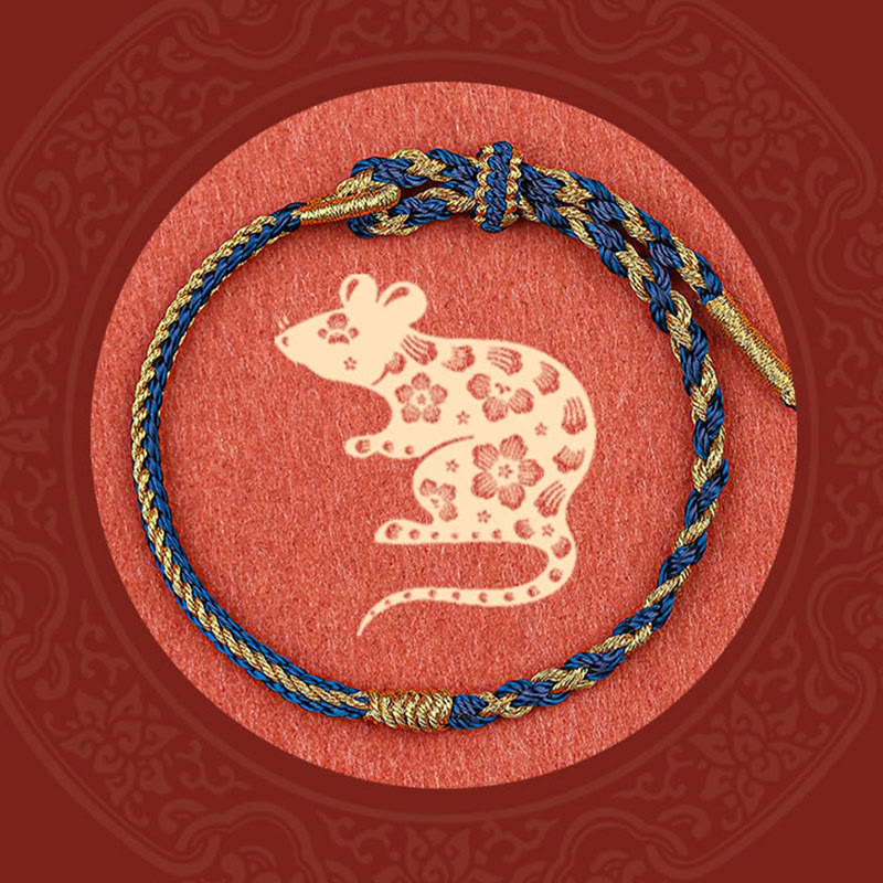 Bracelet de protection du zodiaque chinois en fil rouge fait main