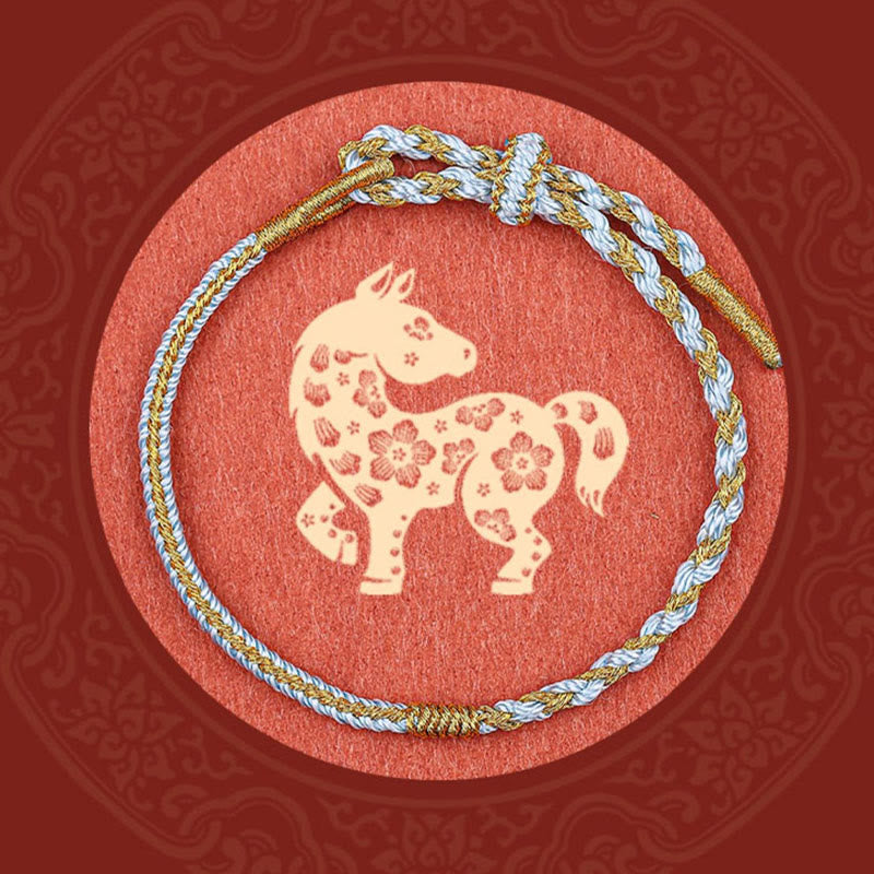 Bracelet de protection du zodiaque chinois en fil rouge fait main