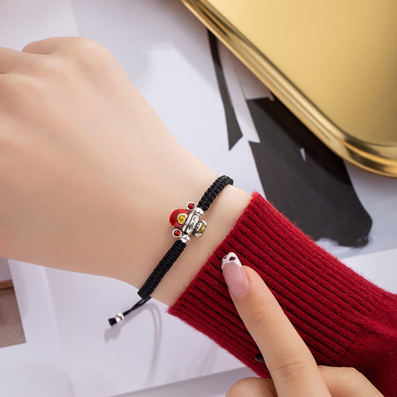 Bracelet porte-bonheur et force fait main en fil rouge 14 mm