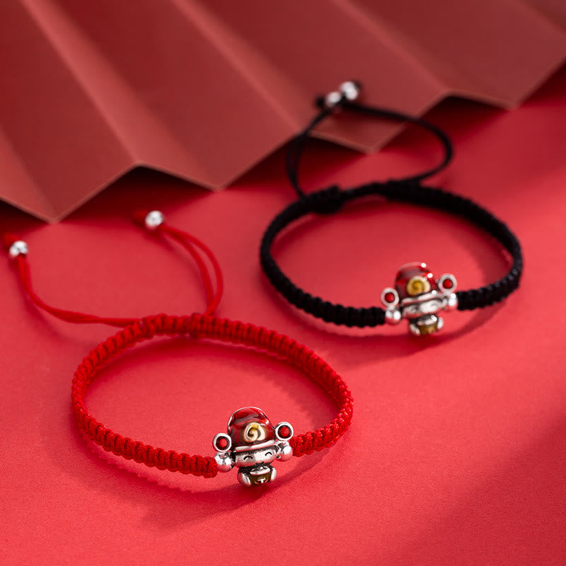 Bracelet porte-bonheur et force fait main en fil rouge 14 mm