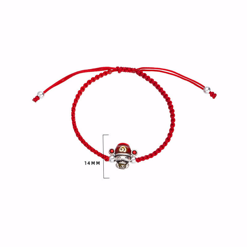 Bracelet porte-bonheur et force fait main en fil rouge 14 mm