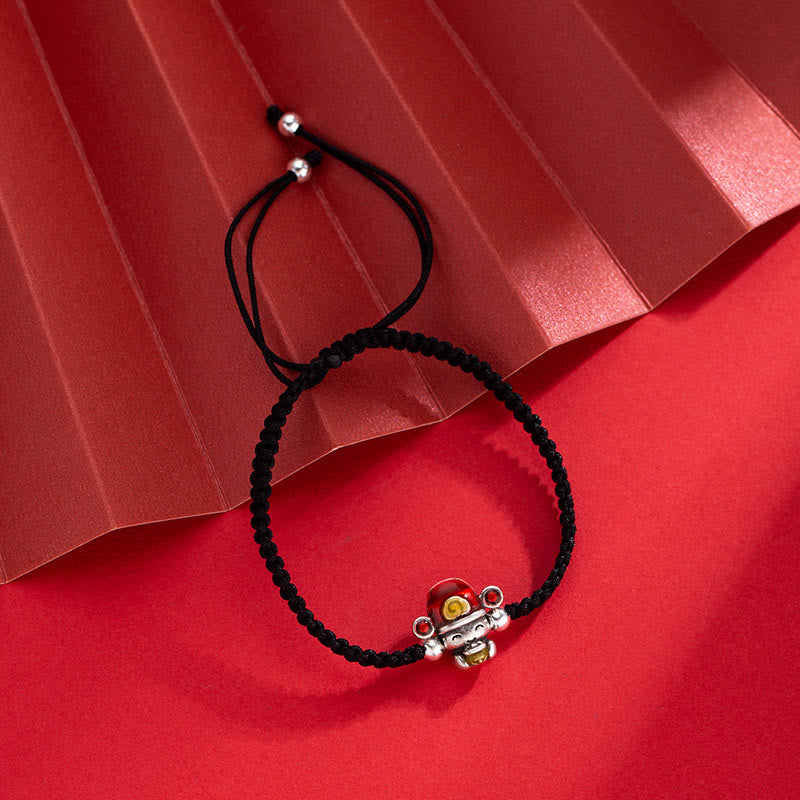 Bracelet porte-bonheur et force fait main en fil rouge 14 mm