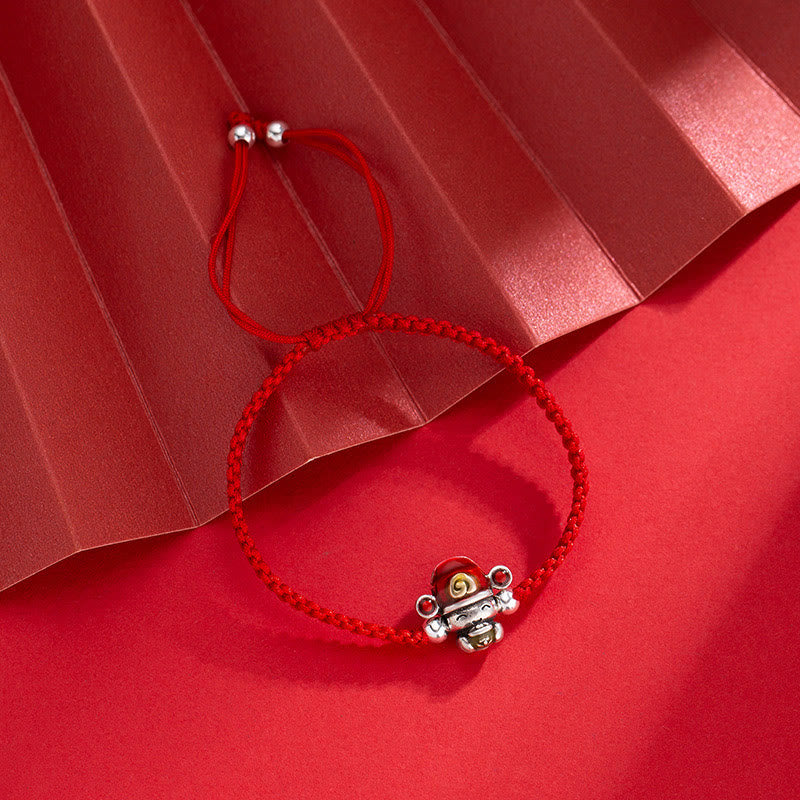Bracelet porte-bonheur et force fait main en fil rouge 14 mm