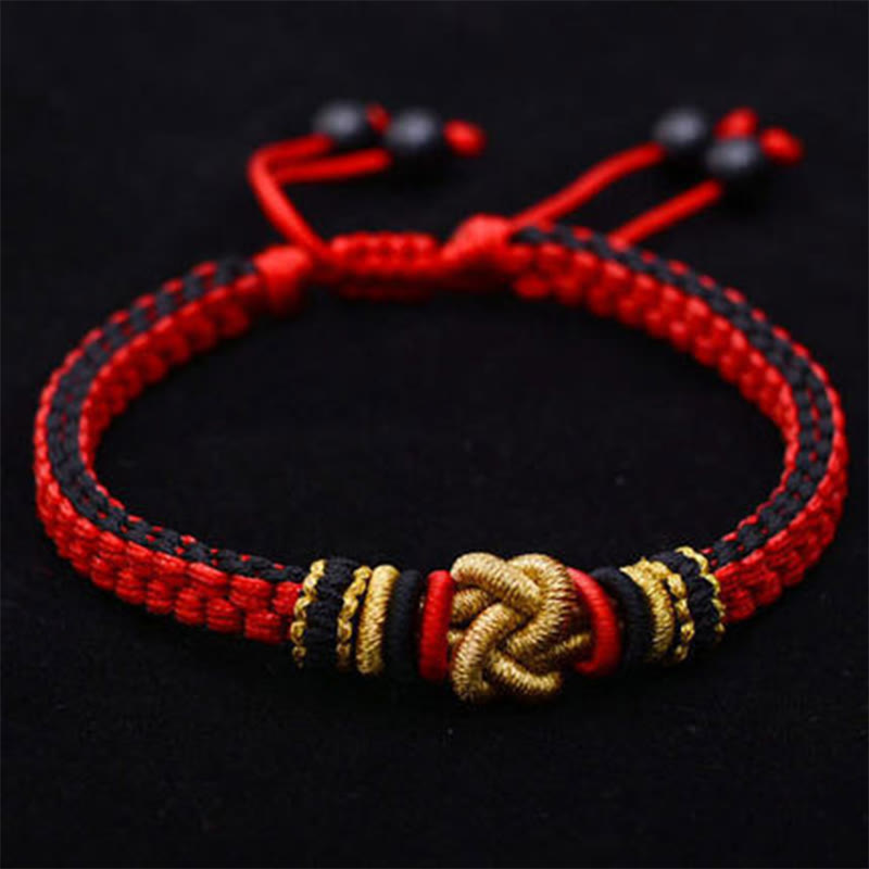 Bracelet fait main en corde rouge avec nœud d'amour véritable pour la chance