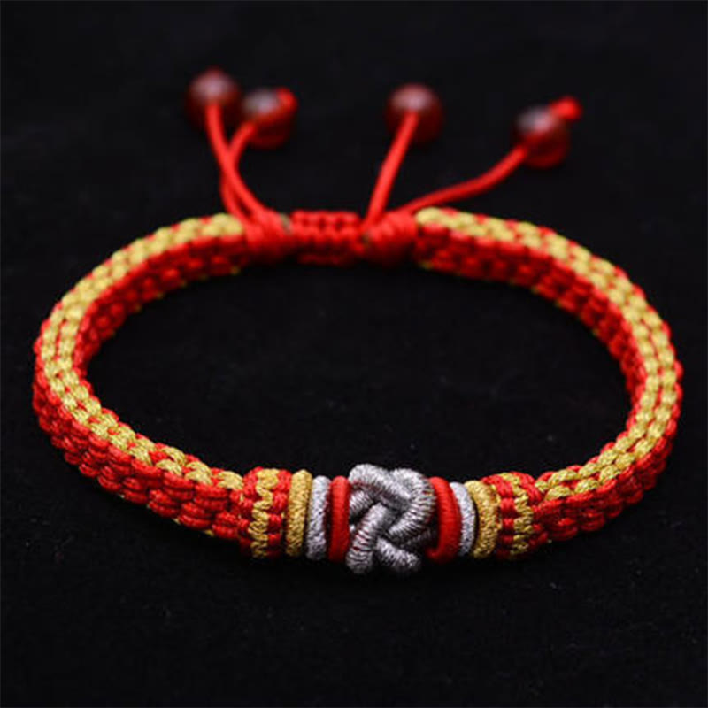 Bracelet fait main en corde rouge avec nœud d'amour véritable pour la chance