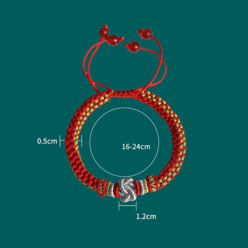 Bracelet fait main en corde rouge avec nœud d'amour véritable pour la chance